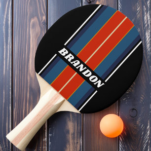 Retro Ice Rainbow Board Stripes with Name Ping Pong Paddle