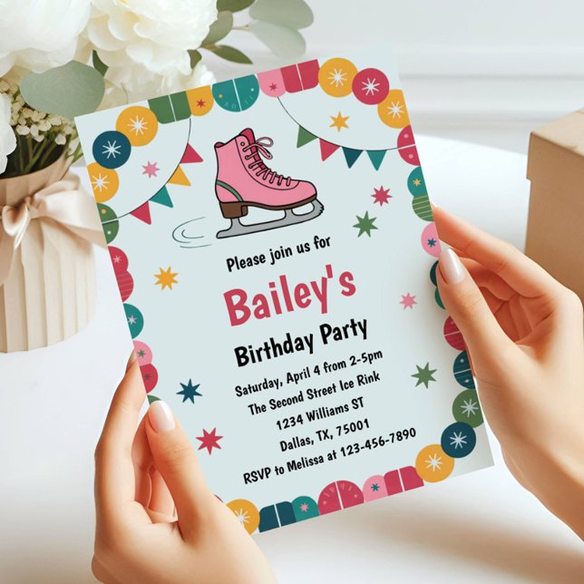Retro Ice Skating Birthday Invitation (Creator Uploaded)