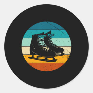 Retro Ice Skating Winter Sports Vintage Ski Skate Classic Round Sticker