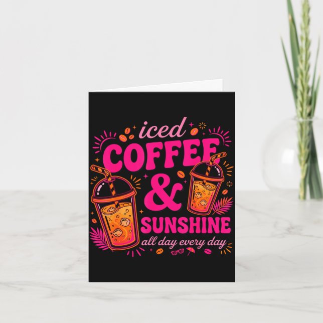 Retro iced coffee &amp; sunshine funny summer card (Front)