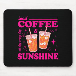 Retro iced coffee & sunshine funny summer mouse mat