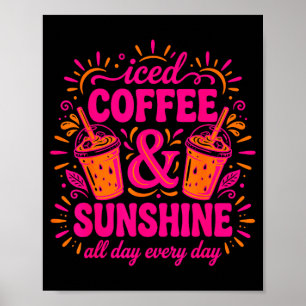Retro iced coffee & sunshine funny summer poster