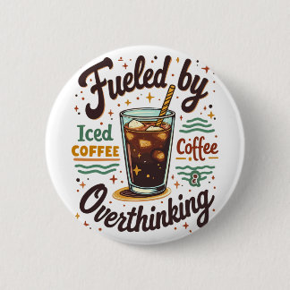 Retro Iced Coffee and Overthinking Funny Graphic 6 Cm Round Badge
