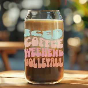 Retro Iced Coffee Weekend Volleyball Can Glass