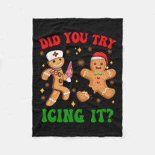 Retro Icu Nurse Christmas Gingerbread Did You Try Fleece Blanket