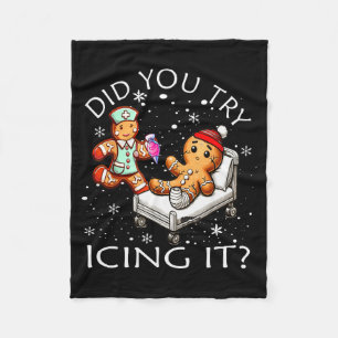 Retro Icu Nurse Christmas Gingerbread Did You Try  Fleece Blanket