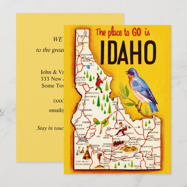 Retro Idaho Map Moving Announcement (Front/Back)