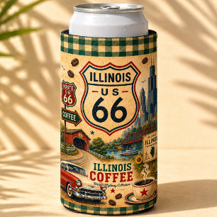Retro Illinois Route 66 Cafe Americana Seltzer Can Cooler