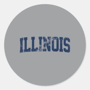 Retro Illinois Vintage Illinois Orange Blue Classic Round Sticker