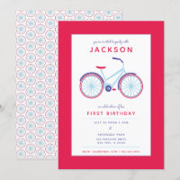 Retro Illustrated Bicycle in Red Birthday