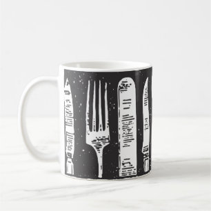 Retro Illustrated Cutlery Art Coffee Mug