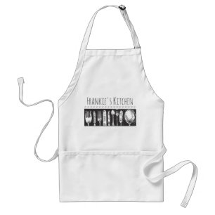 Retro Illustrated Cutlery Art Personalised Standard Apron