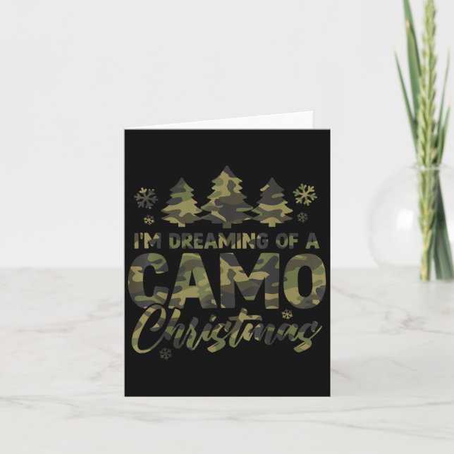 Retro I'm Dreaming Of A Camo Christmas Camouflage  Card (Front)