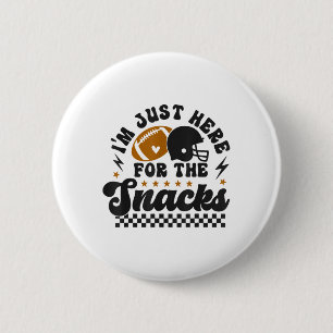 Retro Im Just Here For The Snacks Cute Football To 6 Cm Round Badge