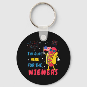 Retro I'm Just Here For The Wieners 4th Of July Ho Key Ring