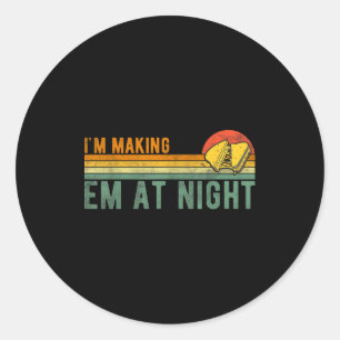 Retro Im Making Em At Night Cheese Sandwich Funny Classic Round Sticker
