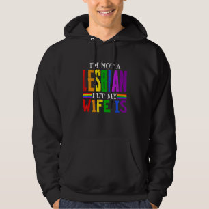 Retro I'm Not Lesbian But My Wife Is Lgbt Rainbow Hoodie