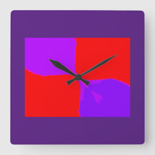 Retro Image 1 Purple & Red Square Wall Clock