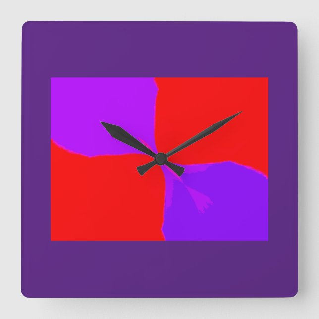 Retro Image 1 Purple & Red Square Wall Clock (Front)