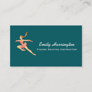 Retro Image of A Figure Skater In A Pink Outfit Business Card
