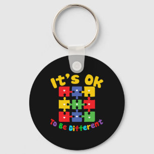 Retro In April We Wear Blue Puzzle Autism Awarenes Key Ring