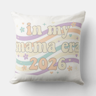 Retro In My Mama Era 2026 Pastel Groovy Motherhood Cushion
