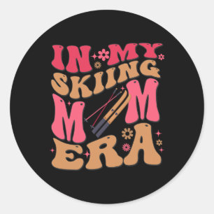 Retro In My Skiing Mum Era Mama Boy Classic Round Sticker