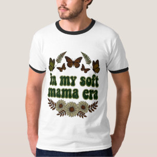 Retro In My Soft Mama Era Butterfly Floral Design T-Shirt