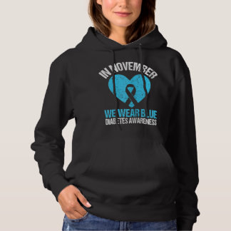 Retro In November We Wear Blue Diabetes Awareness Hoodie