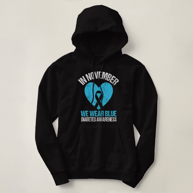 Retro In November We Wear Blue Diabetes Awareness  Hoodie (Design Front)