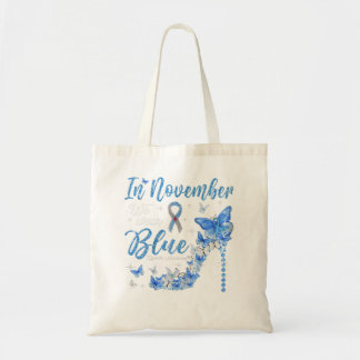 Retro In November We Wear Blue Diabetes Awareness Tote Bag