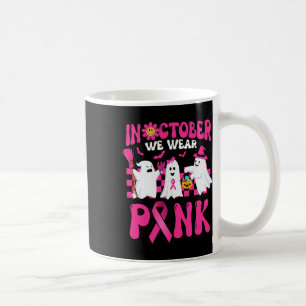 Retro In October We Wear Pink Wizard Ghosts Breast Coffee Mug