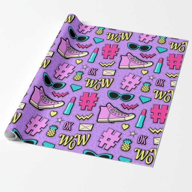 Retro In Purple Wrapping Paper (Unrolled)