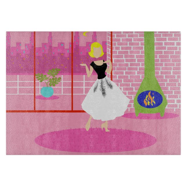 Retro In the Pink Cutting Board (Front)