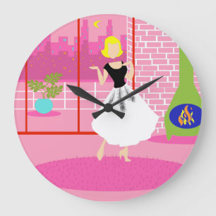 Retro In the Pink Round Acrylic Clock
