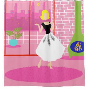 Retro In the Pink Shower Curtain