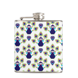retro india exotic peacock hip flask