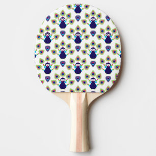 retro india exotic peacock ping pong paddle