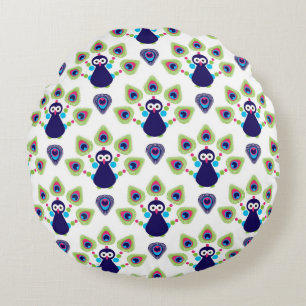retro india exotic peacock round cushion