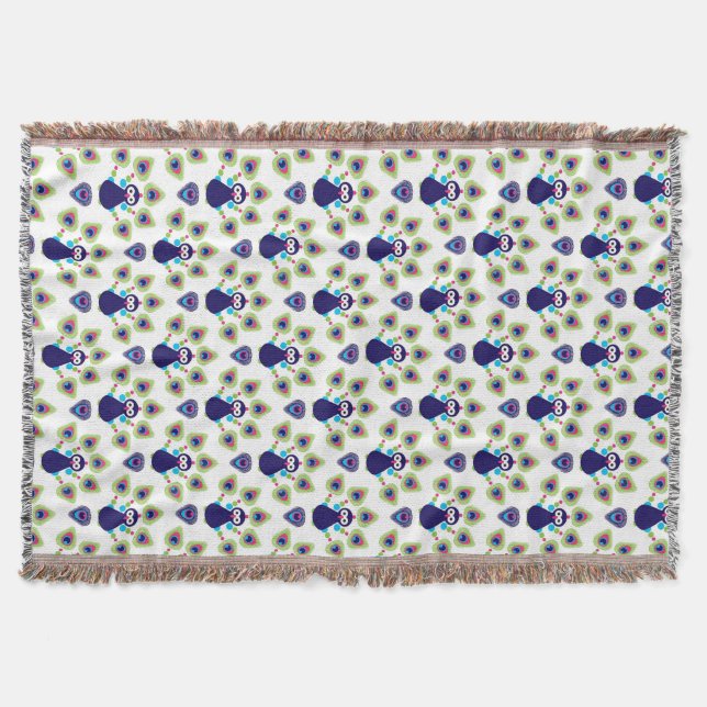 retro india exotic peacock throw blanket (Front)