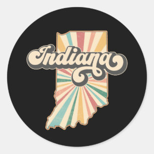 Retro Indiana Map Artwork Vintage State Design Classic Round Sticker