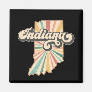 Retro Indiana Map Artwork Vintage State Design Magnet