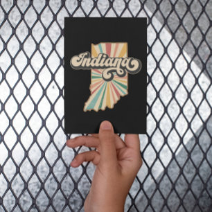 Retro Indiana Map Artwork   Vintage State Design Postcard