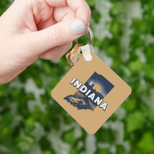 Retro Indiana Scenic Silhouette Customisable Key Ring