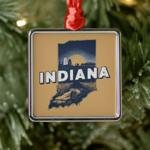 Retro Indiana Scenic Silhouette Metal Tree Decoration