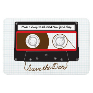 Retro Indie Mixtape Wedding Red, Black & White Magnet