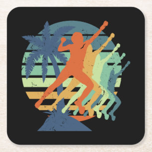 Retro Indoor Rock Climbing Bouldering Rock Climber Square Paper Coaster