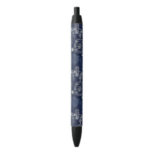 Retro Industrial Blue print Engineering Black Ink Pen