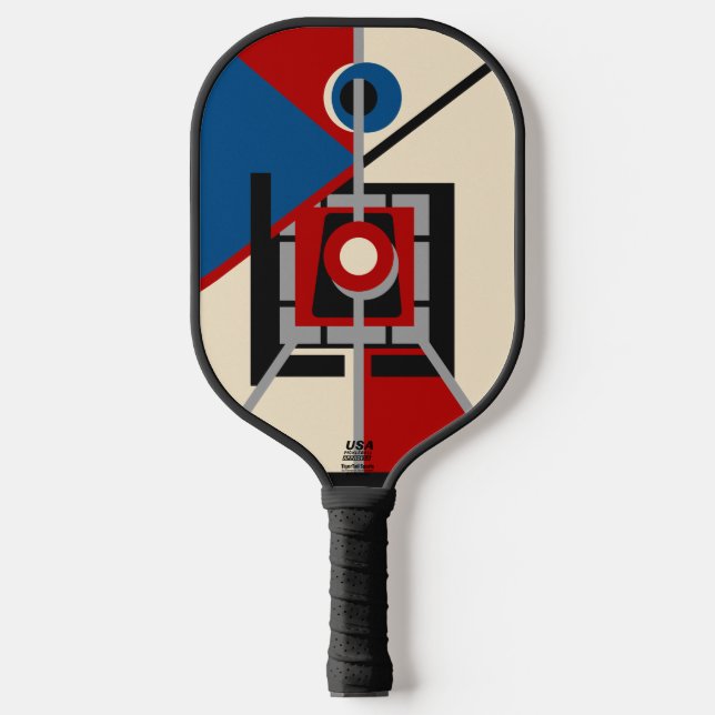 Retro Industrial Deco Geometric Art Pickleball Paddle (Front)
