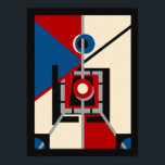 Retro Industrial Deco Geometric Art Poster<br><div class="desc">This dynamic design, "Lighthouse" merges elements of art deco and industrial modernism. Bold geometric shapes and a striking palette of red, blue, and cream create a visually arresting composition. Perfect for lovers of retro-inspired, hard-edge abstract art, this design evokes a sense of modernist precision and vintage charm. Ideal for contemporary...</div>